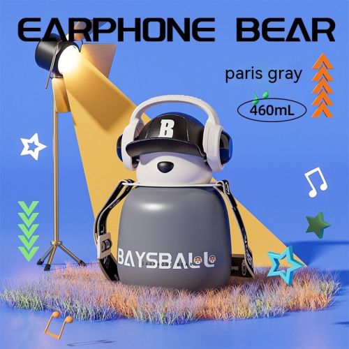 Cute Fashion Stainless Steel Wire Headset Bear Water Cup