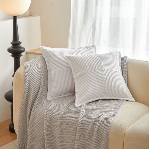 Solid Christmas Corduroy Corn Stripe Cushion Cover