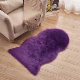 1pc Fluffy Imitation Wool Area Rug, Suede Fleece Bottom Long Imitation Wool Rug, Acrylic 80% Polyester 20%, 23.62*35.43inch, Living Room Bedroom Rug, (Color: Purple, size: 23.62*35.43inch)