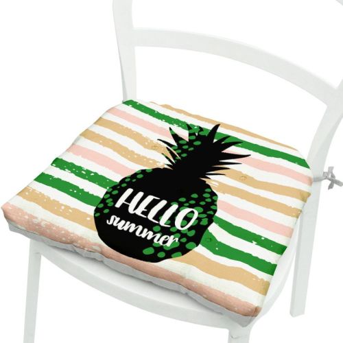 Green Leaves Geometric Polyester Chair Cushion Flowers And Plants